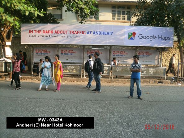 OOH Advertising Mumbai, Bus Shelter Hoardings Agency at Andheri East Bus Stop in Mumbai
